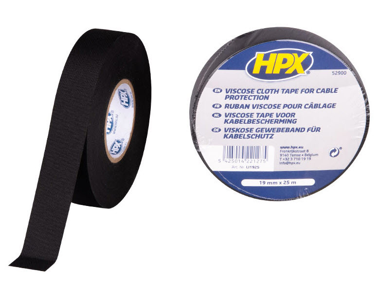 HPX Producten/kabelbeschermingstape linnen zwart 19mm 25 mtr